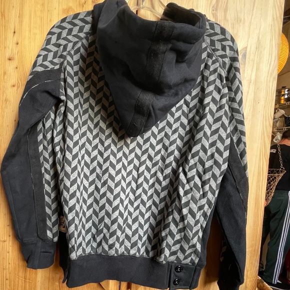 HELLZ BELLZ Punk Rocker Biker Zip Up NYC Double Hoodie Chevron Joan Jett HLZBLZ - Picture 4 of 14